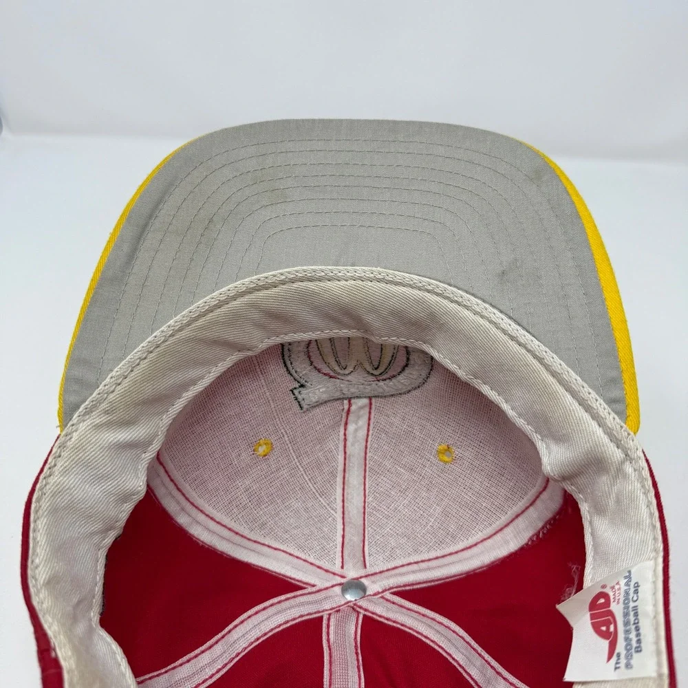 Vintage McDonalds Racing Team Bill Elliott 94 Snapback Hat AJD Red Yellow Cap